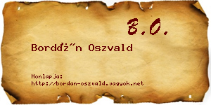 Bordán Oszvald névjegykártya